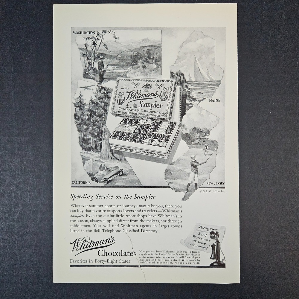 1930‎ Whitman's Sampler Chocolates & Confections Vintage Print Ad SFW & Son Inc